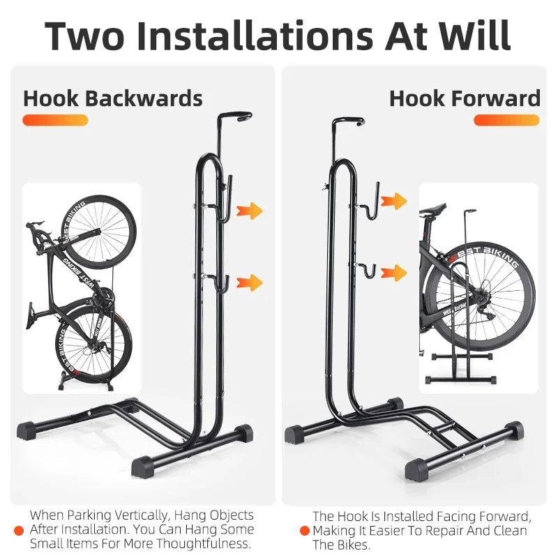 WEST BIKING Soporte de estacionamiento para bicicleta 3 en 1, estante de almacenamiento multifuncional para bicicleta de interior, garaje, soporte de reparación y mantenimiento para MTB y bicicleta de carretera.