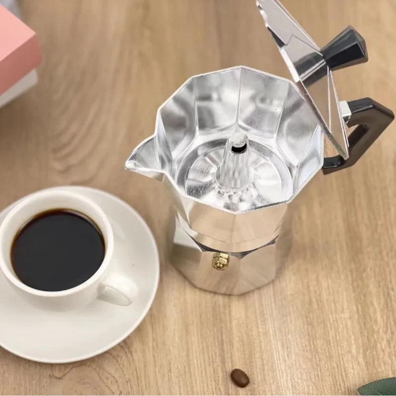 Nueva cafetera moka de aluminio de 50ml-600ml, cafetera espresso de estufa eléctrica doméstica, cafetera de extracción
