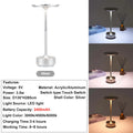 Rechargeable Alloy Table Lamp for Bedroom Wireless Touch Lamp Camping Candle Creative Desk Lamp USB-C Charging 2400mAh