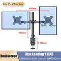 Dual Monitor Stand, Holds Screen up to 27inch, Universal Freestanding Monitor Stand Adjustable Height, Tilt, Swivel, Rotation