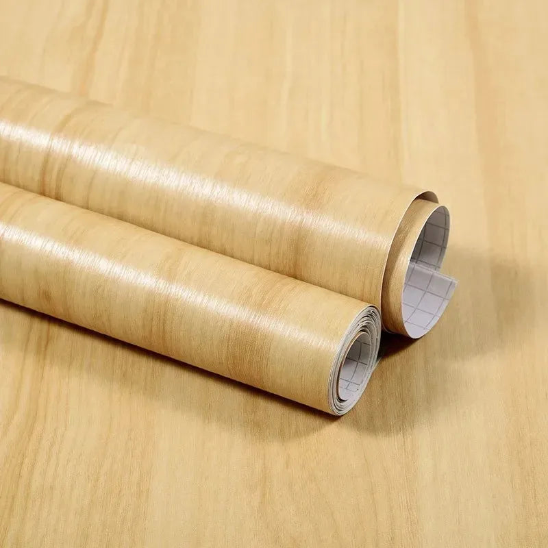 40CM Thickened Waterproof Wood Grain Stickers Self-adhesive PVC Wardrobe Cabinet Desktop Modern Furniture Decorative Wallpaper ﻿