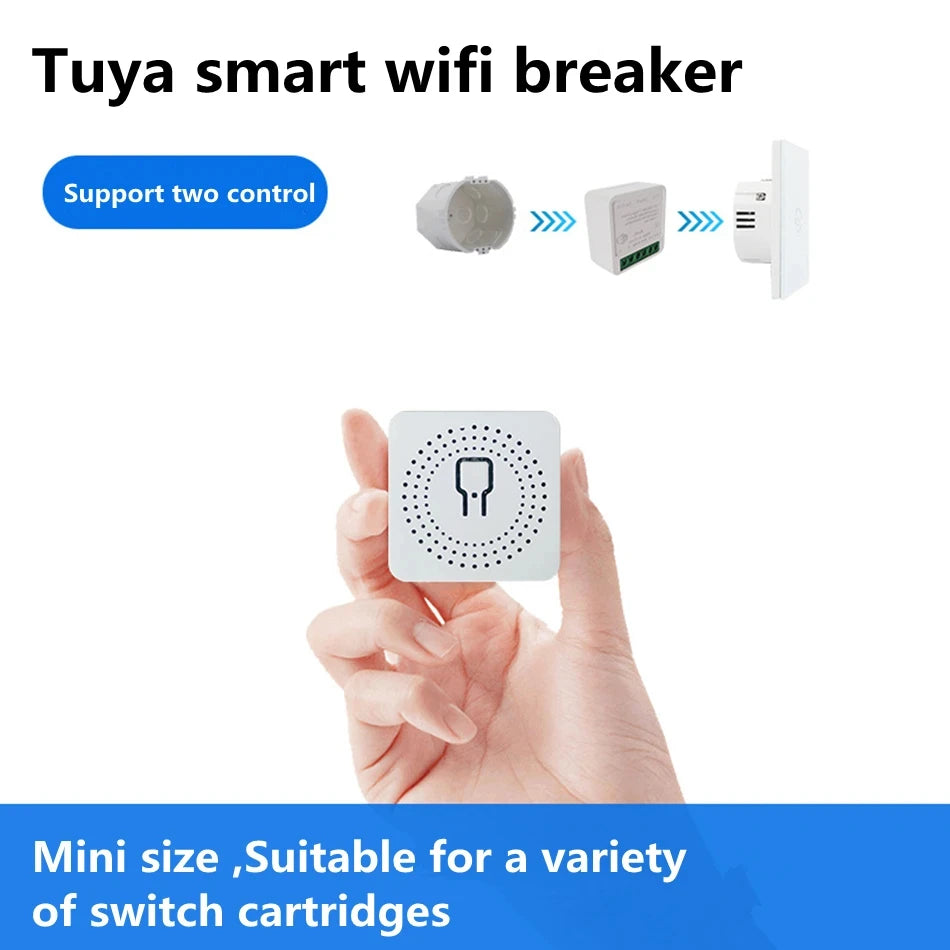 Tuya Mini Interruptor WiFi de 16A, Módulo de Automatización de Casa Inteligente, Control de 2 Vías con App Smart Life, Funciona con Alexa y Google Home