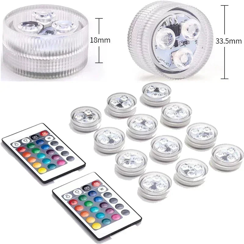 Luz LED sumergible con mando a distancia para piscina, fiestas, eventos, lámpara de té impermeable para jarrones, peceras, bodas, Halloween, Navidad
