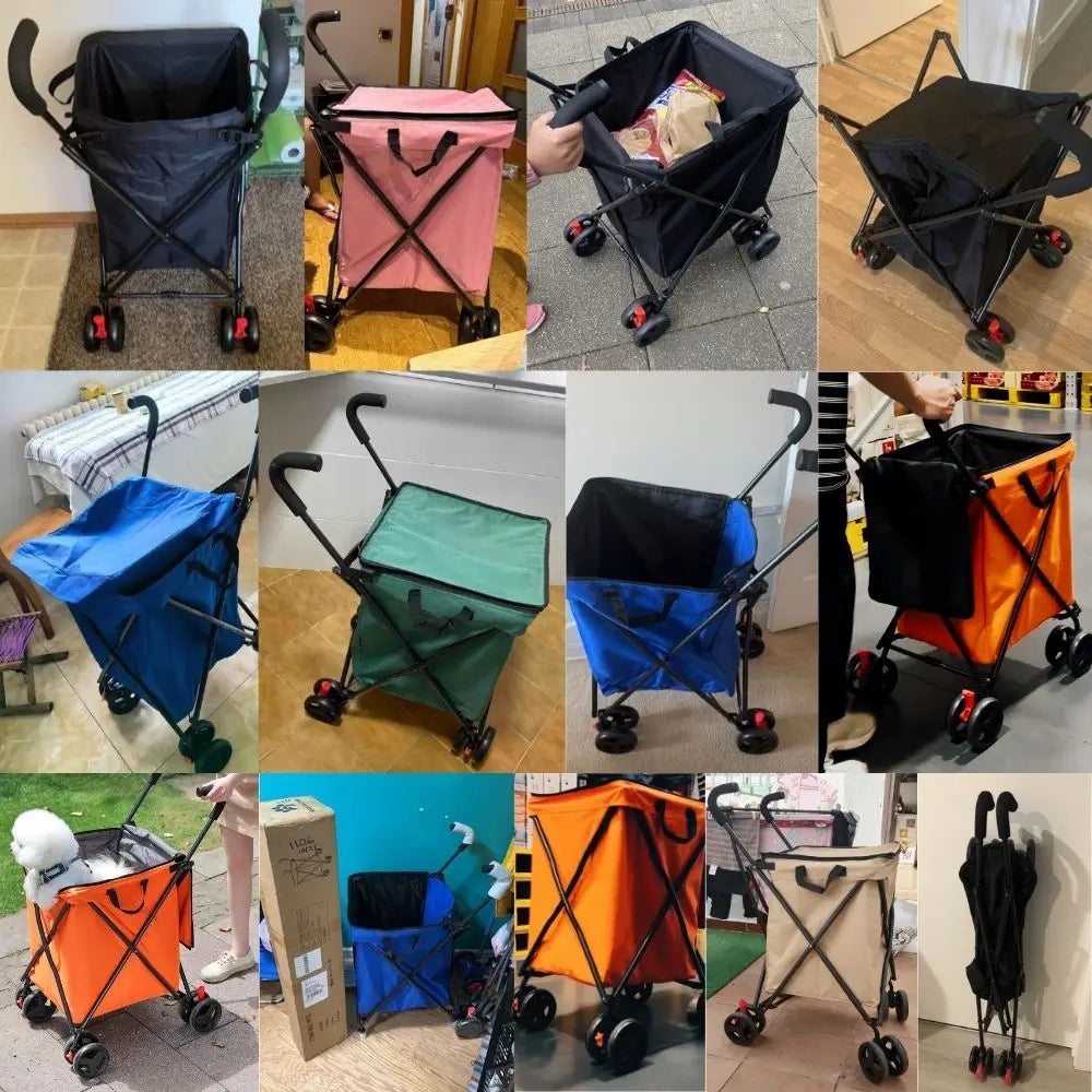 Carrito de compras plegable, 100L de capacidad, 80kg de carga, bolsa desmontable y lavable, carrito de supermercado compacto para uso urbano