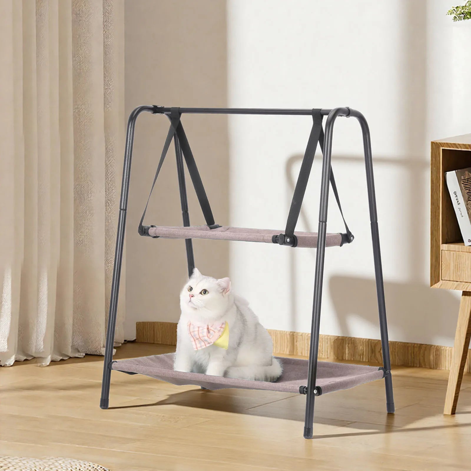 Cama Hamaca para Gato de Ventana Asiento Soleado para Gatitos Camas de Montaje Colgantes Sofá de Pared para Gato Mascota Colgante de Invierno Hamaca de Doble Capa Escalada para Gatos