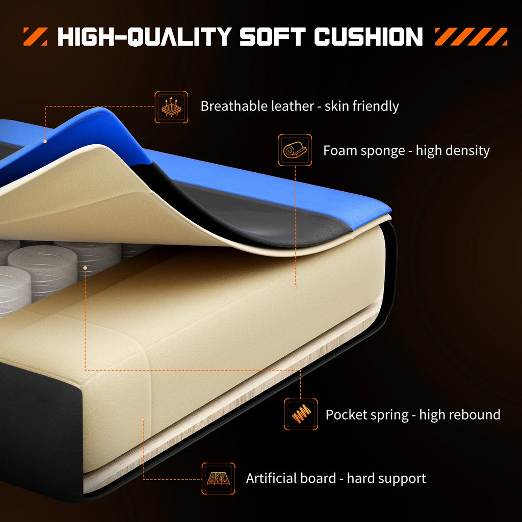 Silla de carreras ergonómica JHK para juegos, giratoria, ajustable, de cuero PU, con reposacabezas y soporte lumbar para oficina, computadora, sala de estar
