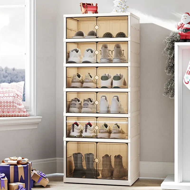 Home dust-proof shoe cabinet, no installation required, foldable transparent folding shoe box, large capacity shoe storage box