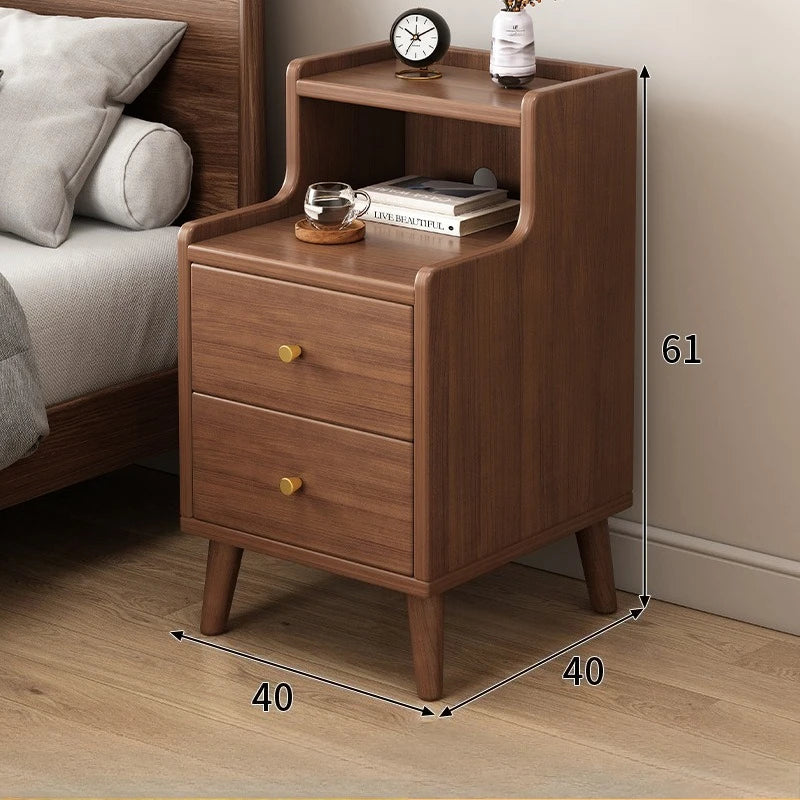 Mesita de noche moderna de estilo chino nuevo - Mesita de noche estrecha de madera maciza con cajón de almacenamiento, muebles de dormitorio minimalistas