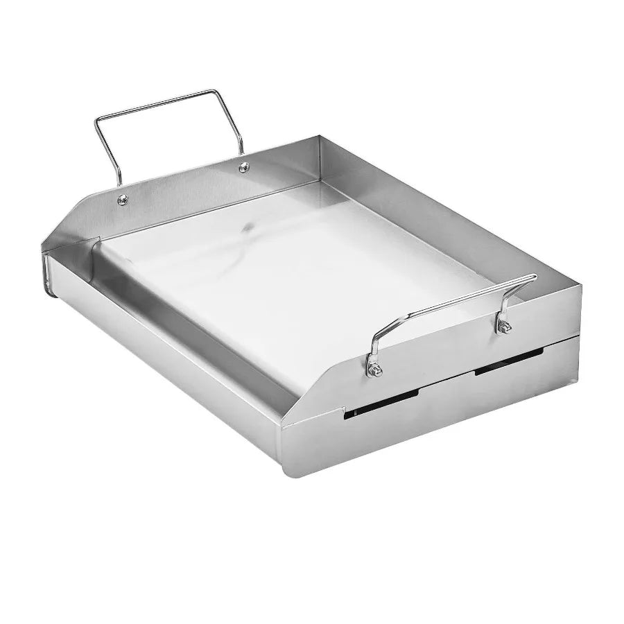Plancha de acero inoxidable de 43x33 cm, placa rectangular universal de superficie plana para parrilla de gas, barbacoa, teppanyaki, utensilios de cocina portátiles con asa