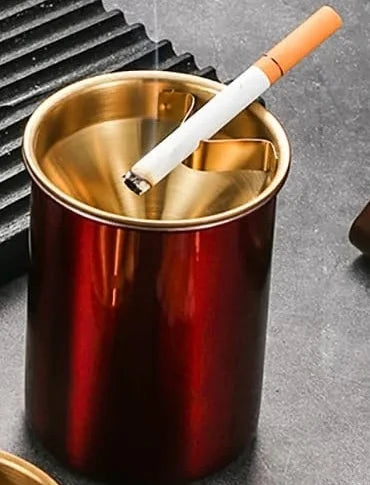 Cenicero Inoxidable a Prueba de Viento con Tapa, Cenicero de Puros sin Humo para Uso en Interiores, Exteriores y Patio, 1 Unidad, Accesorio para Fumar en Casa