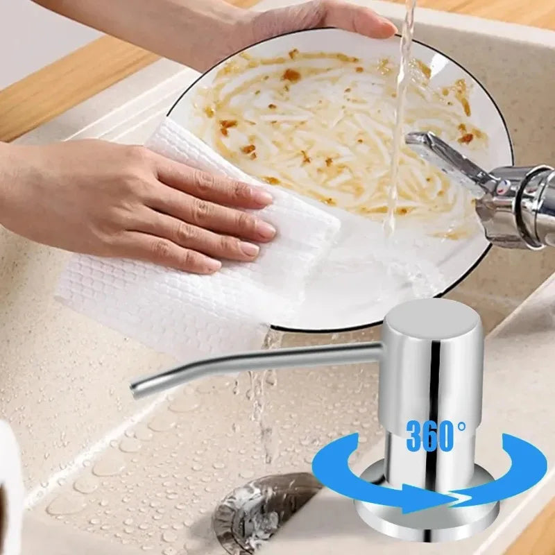 Dispensador de jabón de cabeza de prensa de acero inoxidable para fregadero de cocina Kit de tubo de extensión del dispensador de jabón Bomba dispensadora de jabón bajo el fregadero