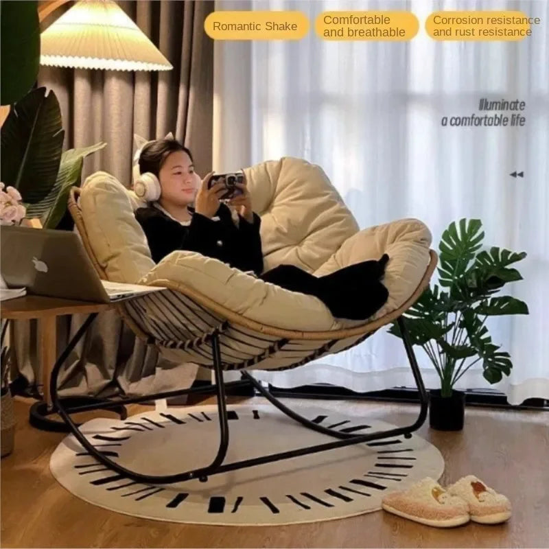 X&D Nido de Pájaro Humano, Sillón Mecedor de Ratán, Sofá de Ocio, Balcón del Hogar, Sofá Individual Perezoso, Silla Mecedora, Silla de Ratán, Se Puede Dormir