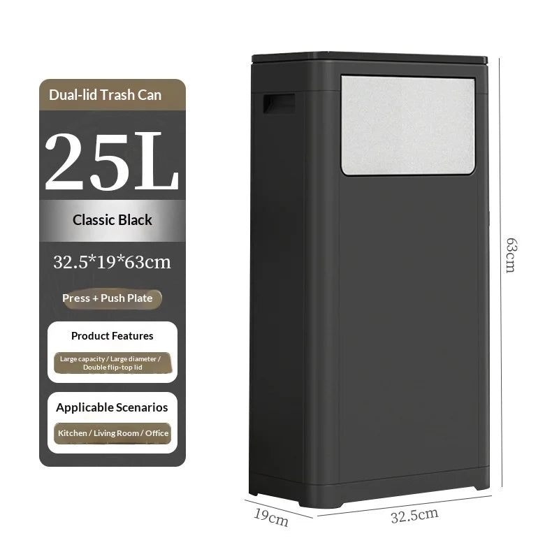 Cubo de Basura con Sensor de Movimiento sin Contacto, Doble Tapa, Manos Libres, Cocina, Gran Capacidad, Exterior, Comercial, Lixeira Baño