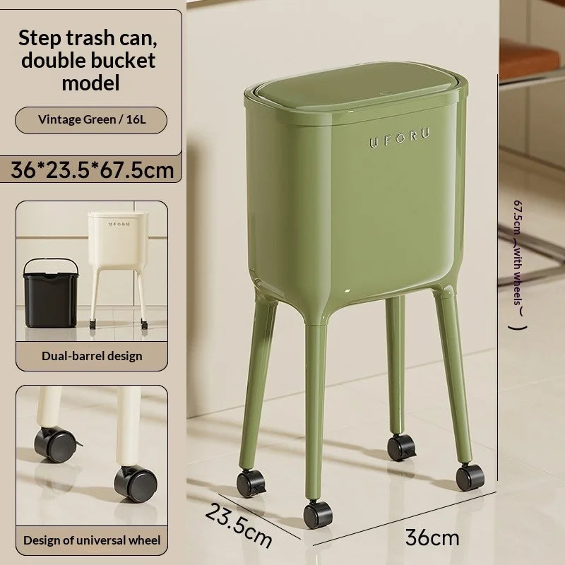 Cubos de basura - Bote de basura con pedal y tapa, gran capacidad, para cocina, baño, sala de estar, cierre suave, para el hogar