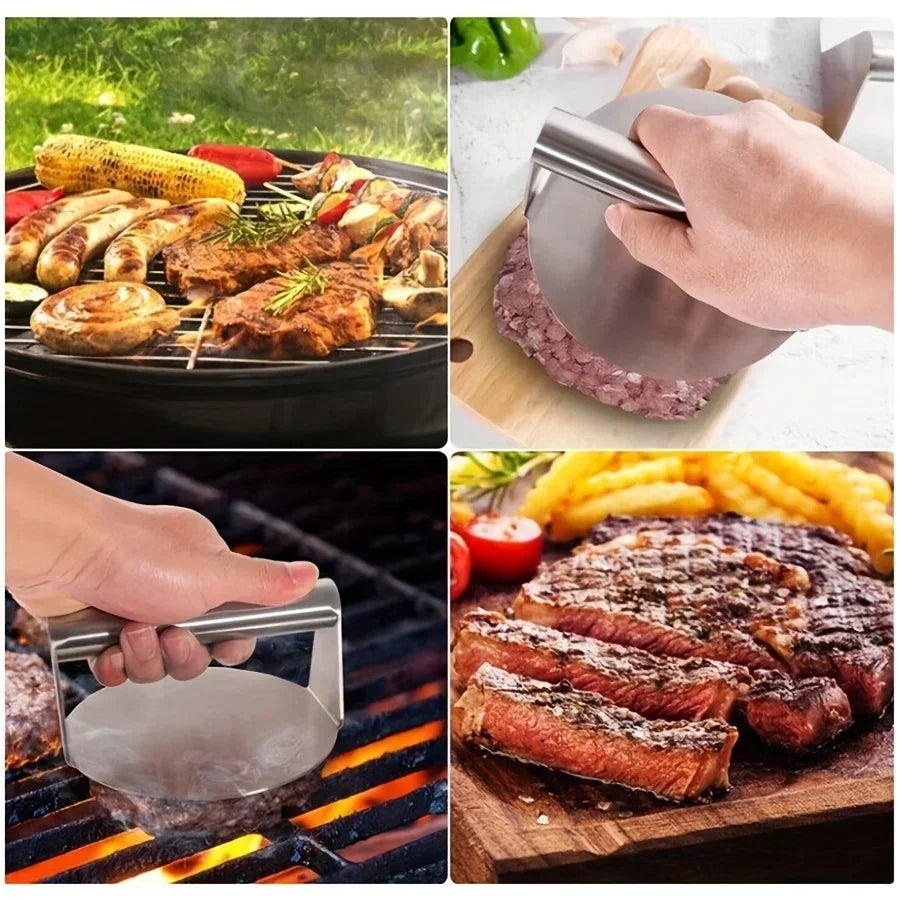 Prensa de Acero Inoxidable para Smash Burger, Machacador de Carne para Hamburguesas, Molde Circular para Prensado de Carne para Embutidos, Accesorios de Cocina