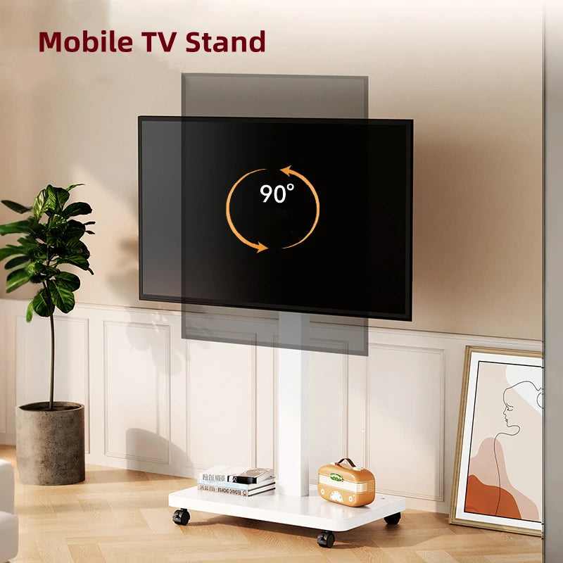 Soporte de TV con ruedas para televisores y PC de 10-43 pulgadas, carrito de TV móvil portátil sobre ruedas, soportes de suelo universales con montaje giratorio aptos para esquinas