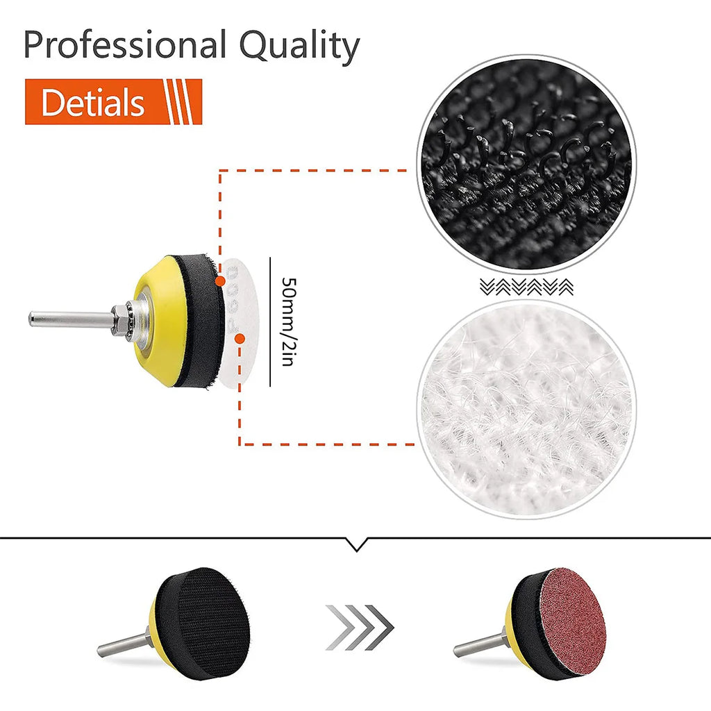 Disco de lijado de 2 pulgadas, grano 80-3000, óxido de aluminio, almohadilla de lijado, accesorios para herramientas rotativas de taladro y amoladora, hoja de lijado de cambio rápido para metal