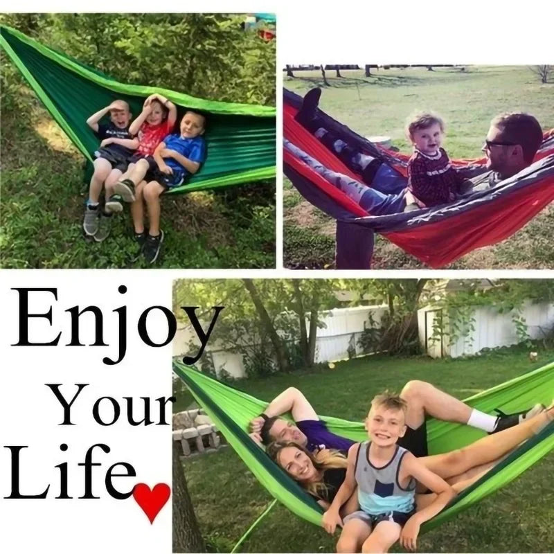 Cama Colgante Portátil, Hamaca de Camping Individual para Exteriores, Hamaca de Nailon a Juego de Colores, Hamaca de Tela de Paracaídas de Alta Resistencia