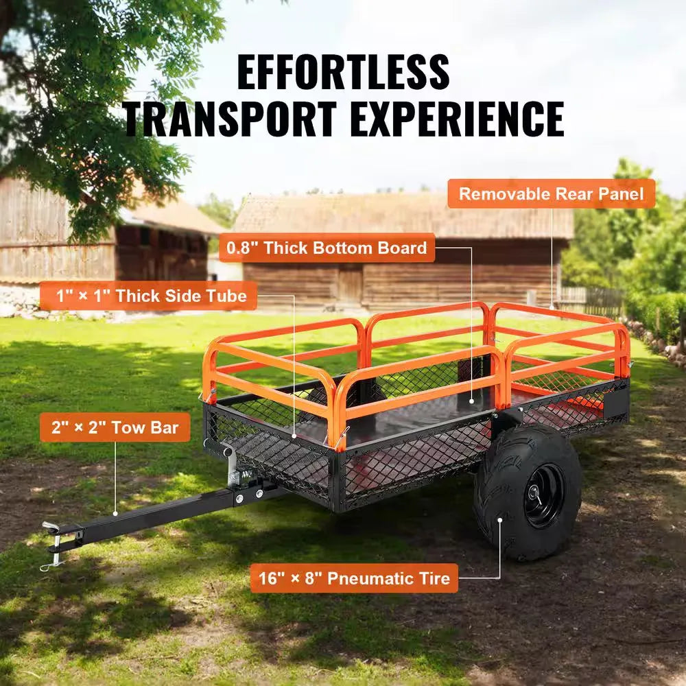 Remolque basculante para ATV de acero de 1500 lb y 15 pies cúbicos para uso intensivo, carro de jardín