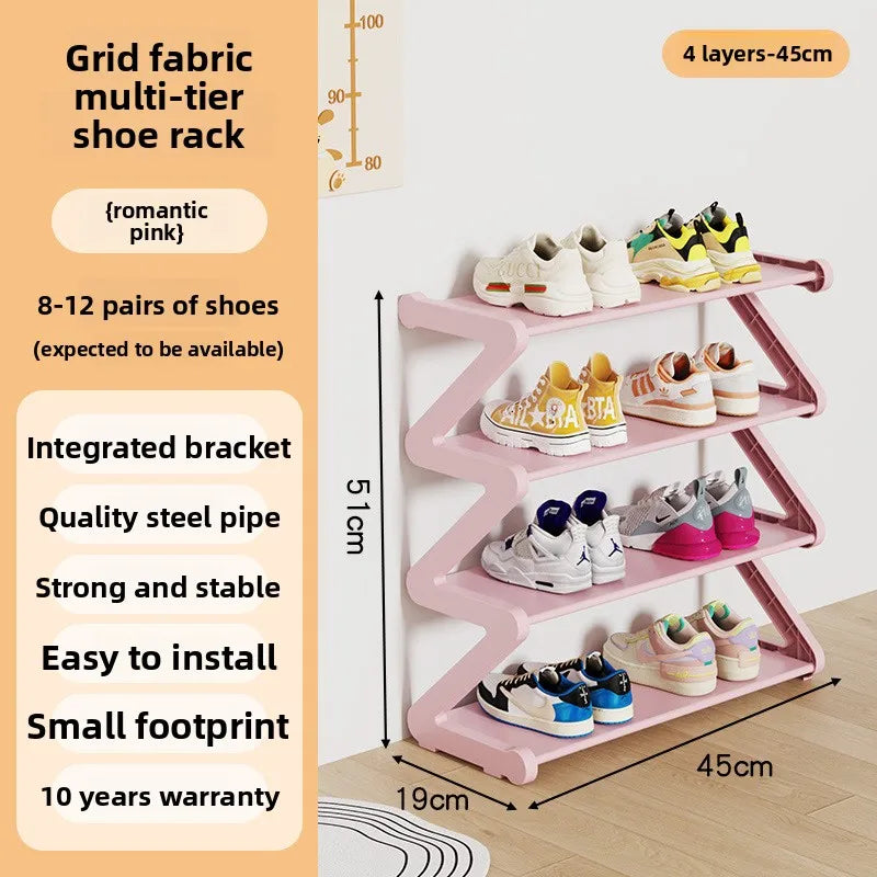 Zapatero sencillo Estante de almacenamiento multifuncional Zapatero en forma de Z multicapa Zapatero para dormitorio doméstico