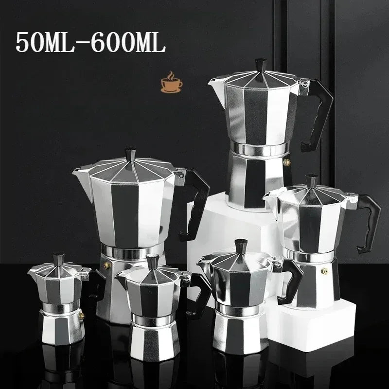 Nueva cafetera moka de aluminio de 50ml-600ml, cafetera espresso de estufa eléctrica doméstica, cafetera de extracción