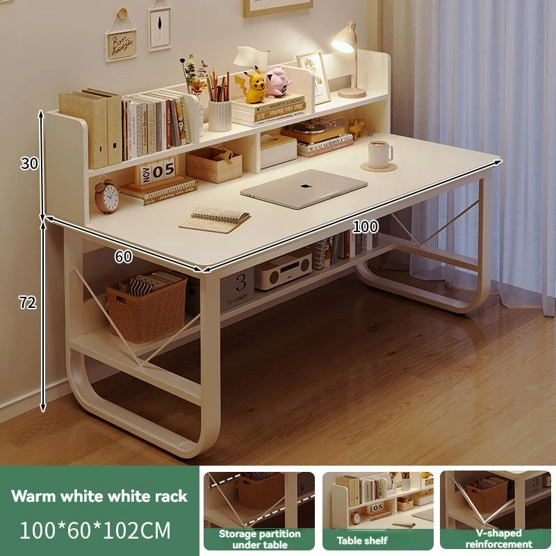Computer Desk, Desktop, Home Bookshelf Integrated, Student Bedroom, Study Writing, Desk And Chair Combination, Simple Office Des