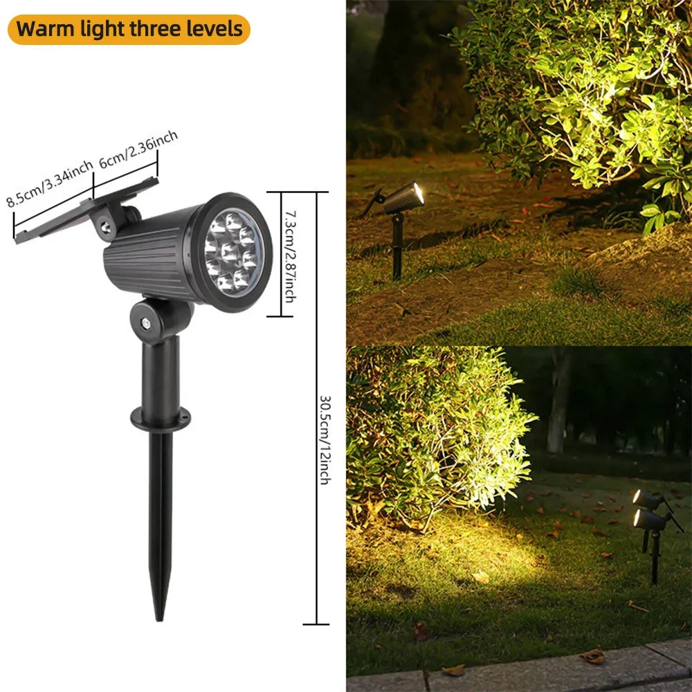 9 luces solares LED focos exteriores RGB luces solares de paisaje IP65 impermeables de brillo ajustable para jardín, patio, palmeras