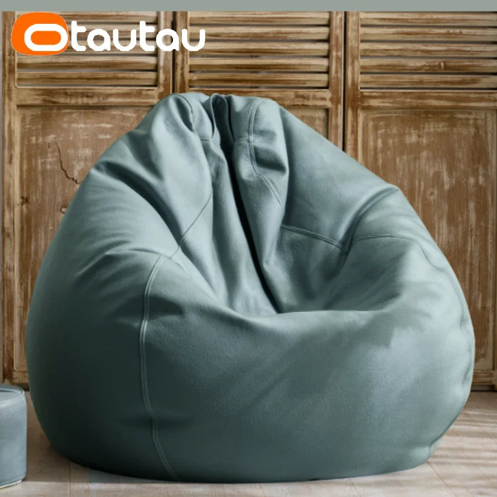 OTAUTAU Funda de puf grande de piel sintética de 4 pies sin relleno, chaise lounge puf para exteriores, salón de juegos, películas, saco Puff DD004