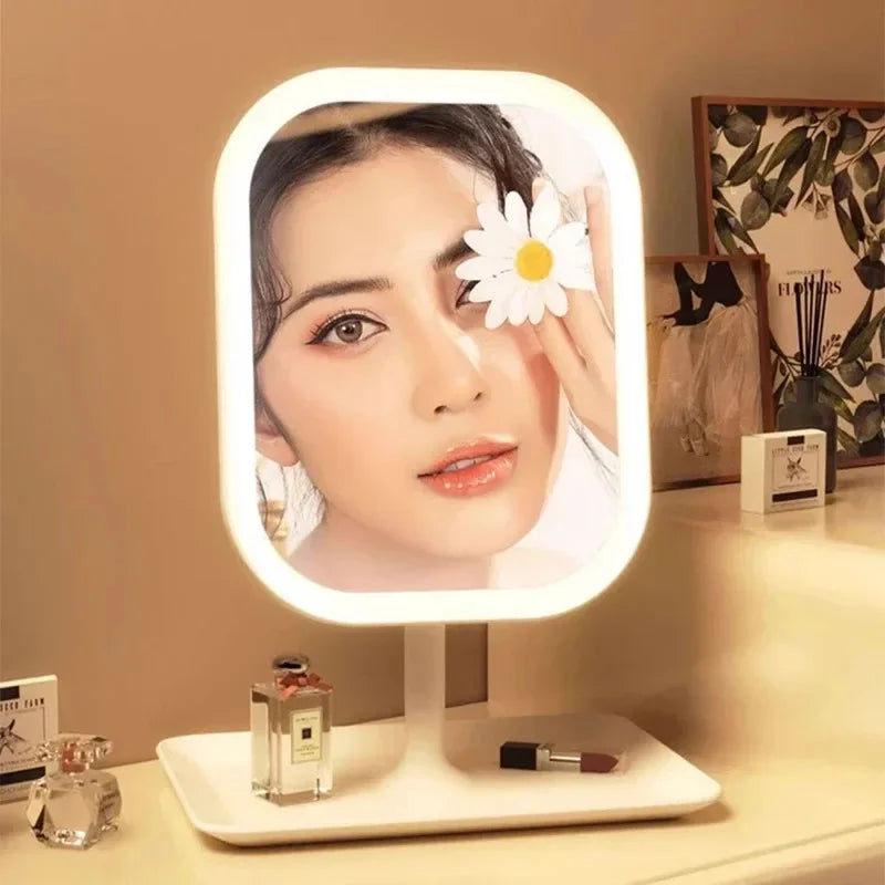NEW 3 Colors Dimmable Lights Rechargeable LED Vanity Mirror Touch Control Makeup Mirror for Home Travel Portable Cosmetic