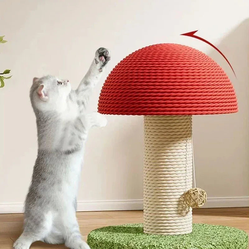 Bonito rascador para gatos, gatitos trepadores, diseño de seta, protege los muebles, divertido juguete para gatos, tabla rascadora de sisal duradero