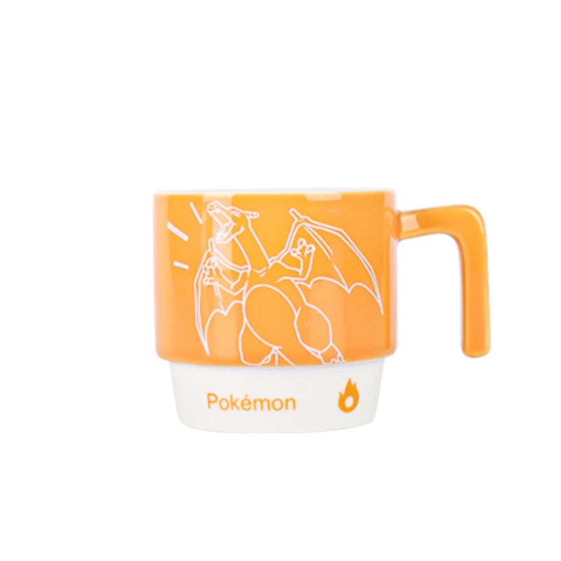SHUNXIANG Tazas de cerámica con licencia de Pokémon Snorlax Apilables Kawaii Anime Taza de leche y zumo para desayuno para niños y niñas Regalos para el hogar