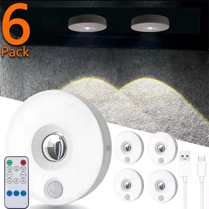 Lámpara LED con sensor de movimiento para debajo de armarios, regulable, recargable, luz nocturna para escaleras, armarios, habitaciones, pasillos, tubo, barra, bombilla detectora