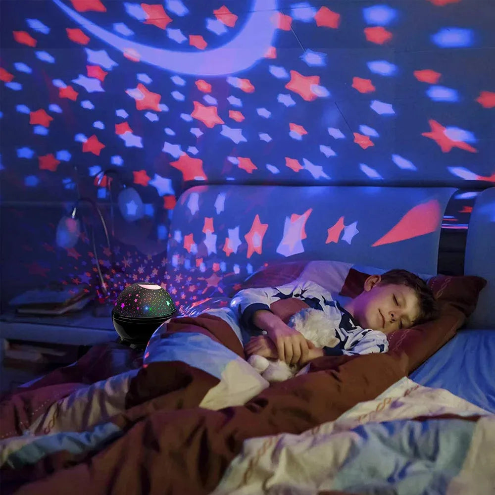 Lámpara de proyector de estrellas, luces nocturnas divertidas para niñas y niños, proyector LED giratorio de cielo estrellado y luna para decoración de habitación infantil