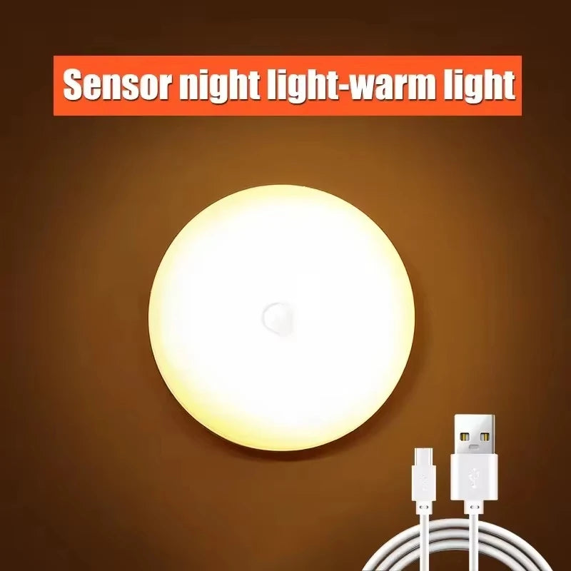 Motion Sensor LED Night Light USB Rechargeable Night Lamp For Kitchen Cabinet Wardrobe Lamp Staircase Wireless Closet Light