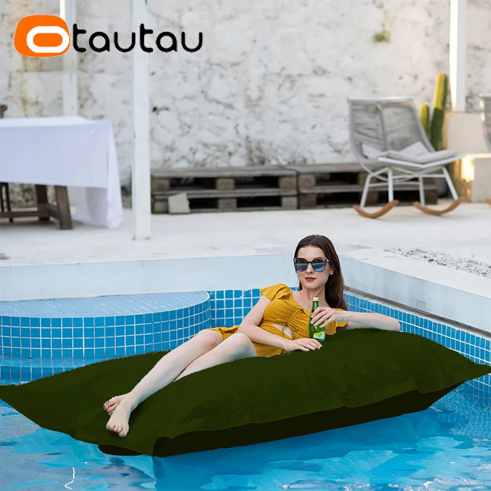 OTAUTAU Funda gigante de puf flotante de 1,8 m sin relleno para exteriores, piscina, almohada, jardín, playa, puf, salón, saco DD034