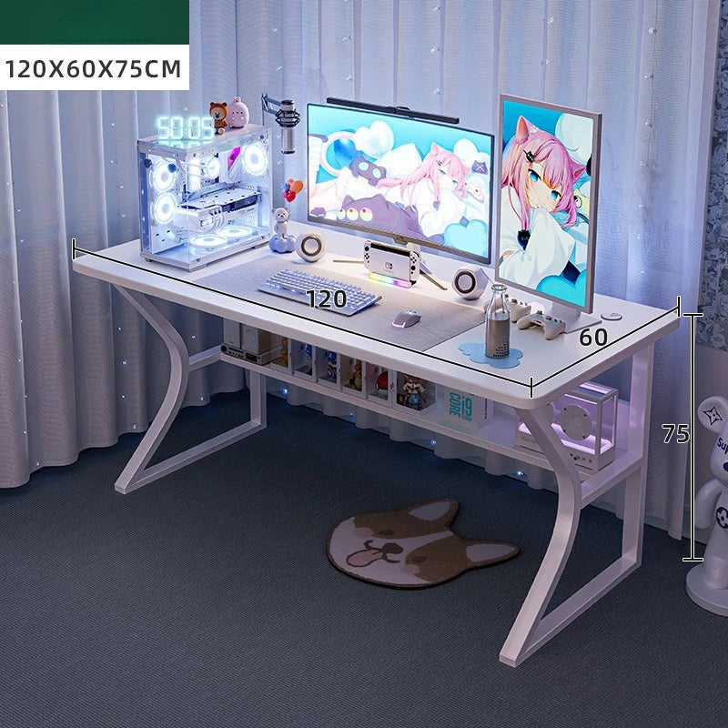 Escritorio de ordenador blanco para juegos Silla Conjunto de oficina en casa Estudio Dormitorio Plegable Simple Ergonómico Moderno Mesa para portátil Muebles