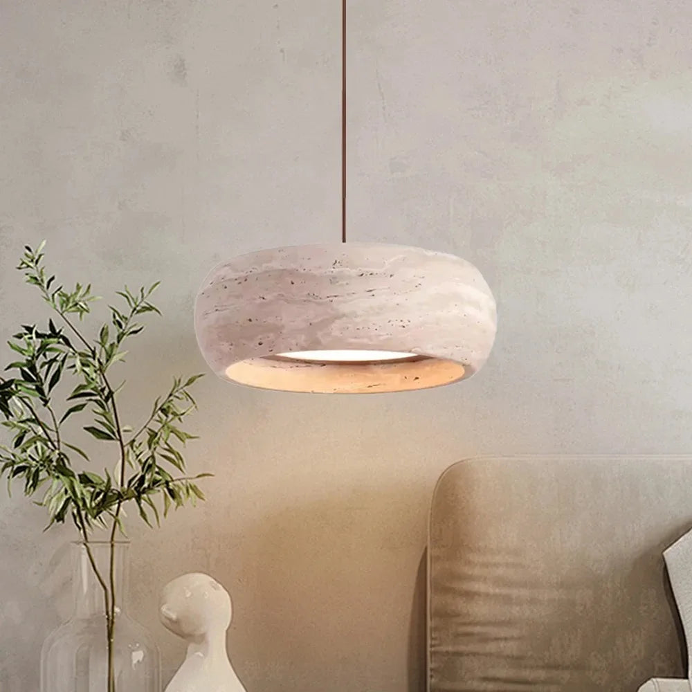 Lámpara colgante de cabecera nórdica minimalista para dormitorio, lámpara de araña de travertino amarillo Wabi Sabi para restaurante, bar, comedor