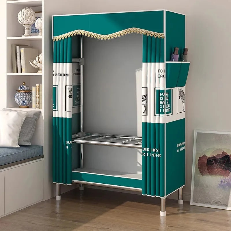 Armario de tela portátil Ropero Armario Dormitorio Habitación de alquiler Pequeño gabinete de almacenamiento plegable Fácil montaje Organizador duradero