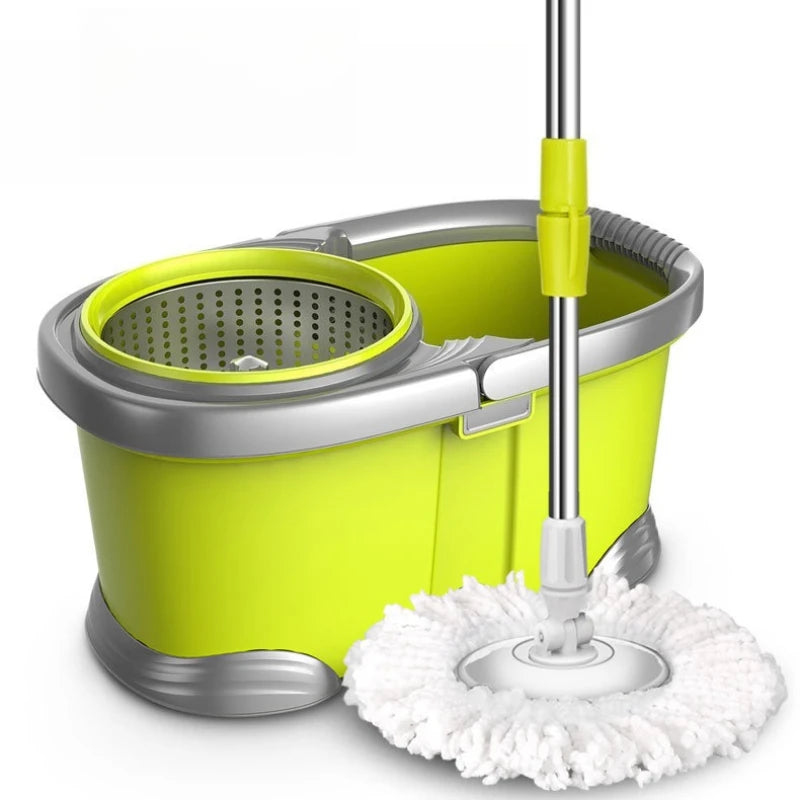 Cubeta de trapeador giratorio doble tracción, escurridor manos libres, juego de trapeador de microfibra, giro de 360°, autoescurridor a presión, fácil limpieza para pisos de hogar y cocina