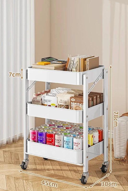 Carro organizador plegable de varios niveles con ruedas para cocina, hogar, dormitorio, libros, refrigerios, carrito de almacenamiento portátil con ruedas, muebles