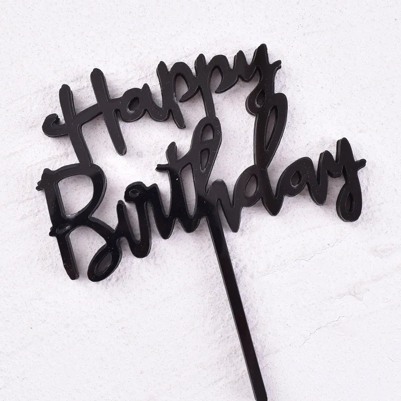10 Piezas 1 Set Acrílico "Happy Birthday" Cake Topper Oro Plata Diseño Simple Niños Fiesta de Cumpleaños Decoración de Postres