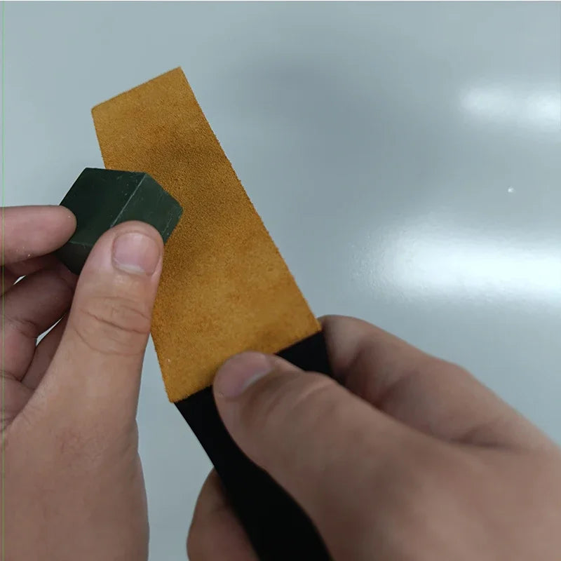 Asentador de cuero de doble cara para afilar cuchillos, kit de bloque de asentado con compuesto de pulido, asentador de doble cara para afilar cuchillos