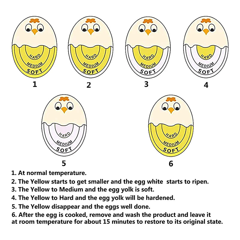 Temporizador de huevos duros para cocina, temporizador de cambio de color perfecto para huevos, temporizador para hervir huevos blandos y duros