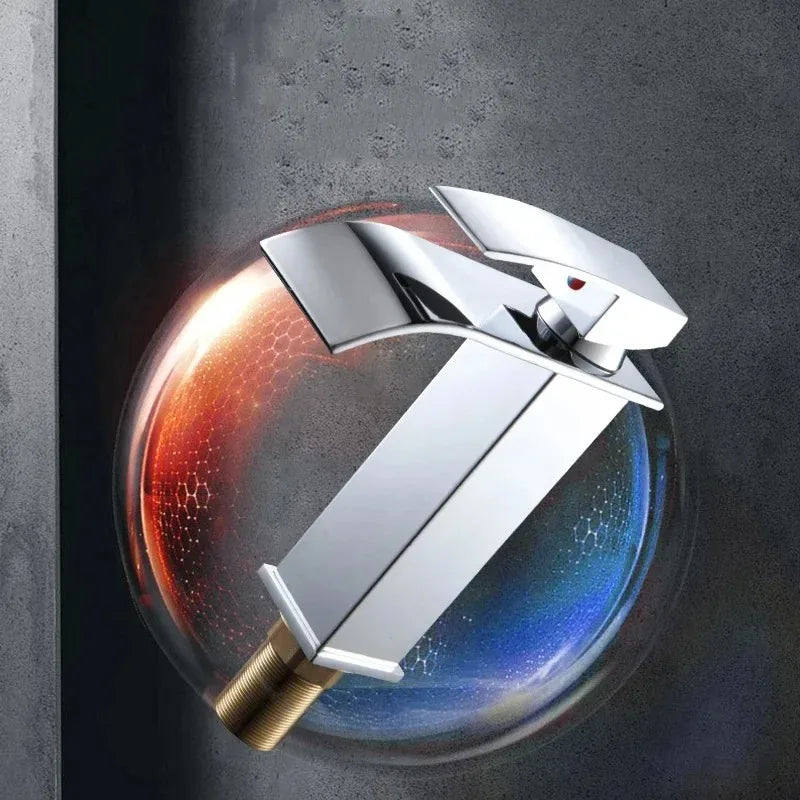 Accesorios de Baño Hogar Grifo Monomando de Cascada para Lavabo de Cocina y Baño, Agua Fría y Caliente, con Diseño de Dragón