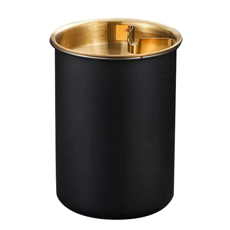 Cenicero Inoxidable a Prueba de Viento con Tapa, Cenicero de Puros sin Humo para Uso en Interiores, Exteriores y Patio, 1 Unidad, Accesorio para Fumar en Casa