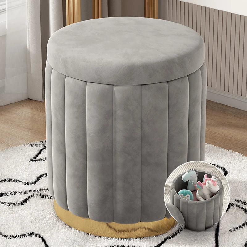 Makeup stool light luxury round stool chair bedroom Internet celebrity storage bench sofa stool dresser stool makeup chair small