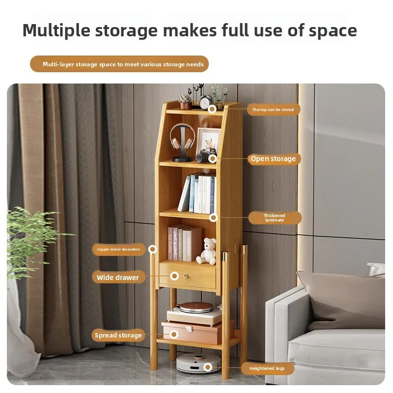 Estantería Estante Librería de suelo a techo Armario de pared sencillo para sala de estar Mueble esquinero Mueble lateral para TV Vitrina Bambú