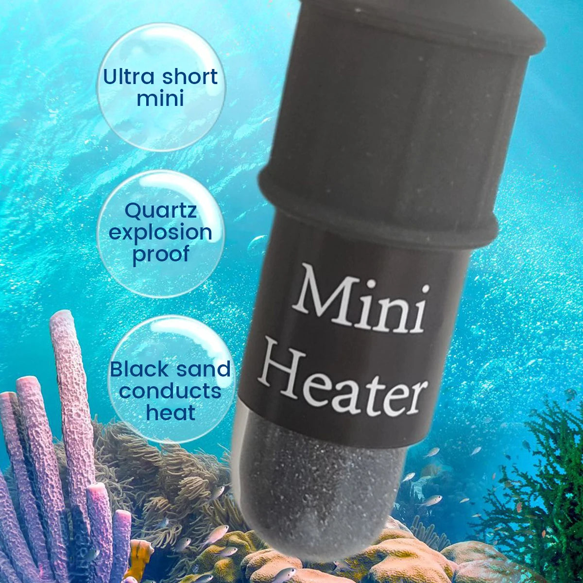 Calentador de acuario mini de 10W para peceras pequeñas, calentador de temperatura constante con pantalla digital, varilla de calentamiento USB ajustable de 5V/2A
