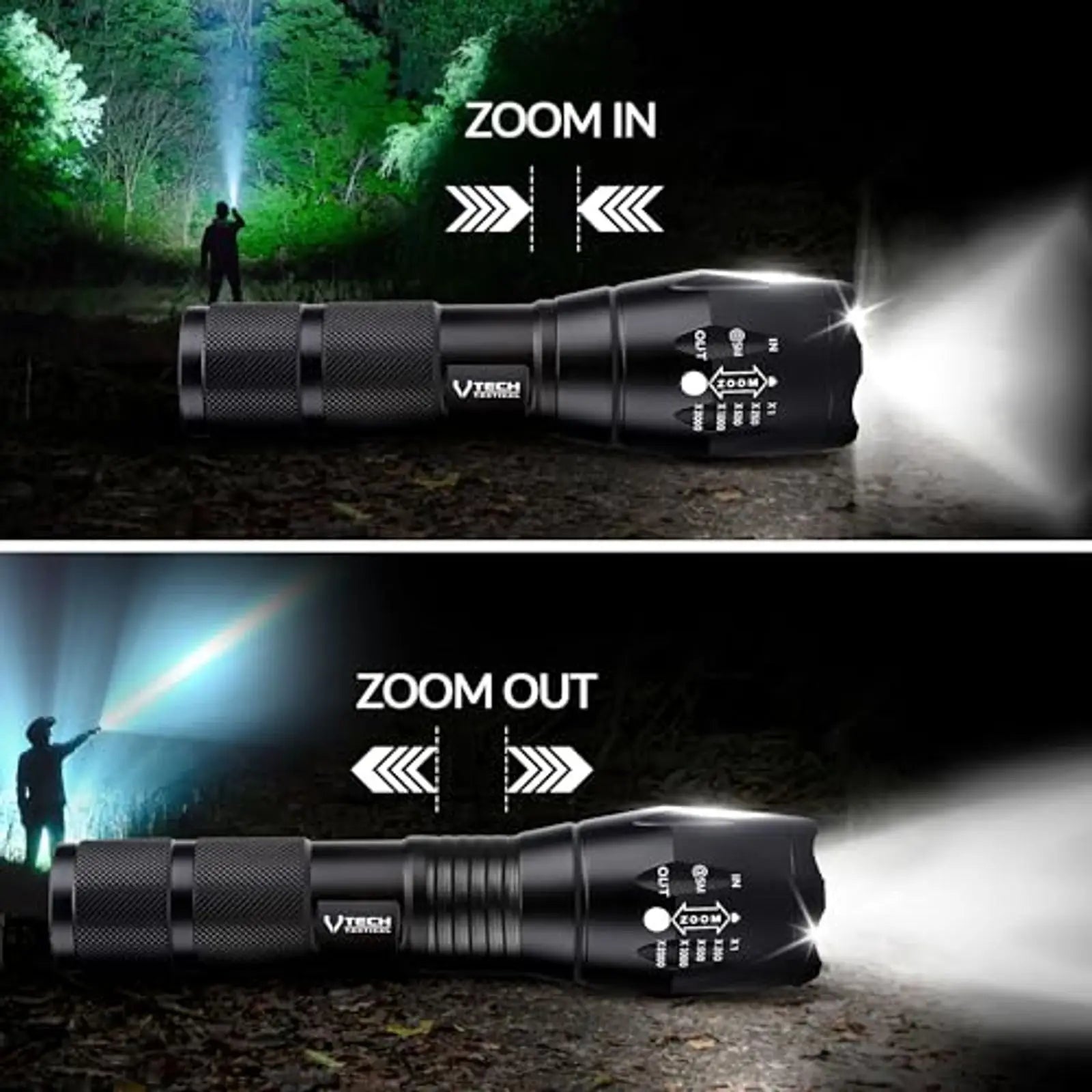 Linternas Tácticas LED Paquete de 2, Alto Lúmen, 5 Modos, Linterna Impermeable para Caza, Camping, Regalos al Aire Libre