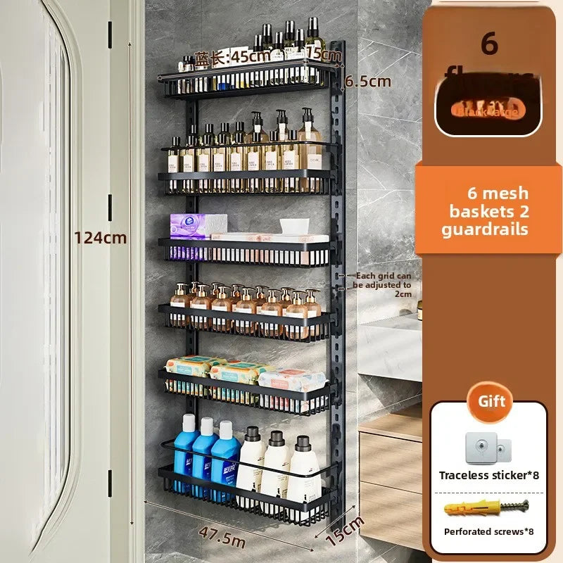 Estante de almacenamiento de especias y condimentos de pared multicapa ajustable para gabinete de cocina, sin perforaciones, para colgar en la pared